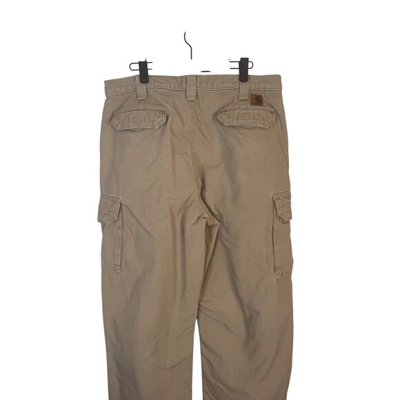 Carhartt 36 x 34 Mens Khaki Cargo Pants Dungaree Fit 100% Durable Workwear - Picture 8 of 14